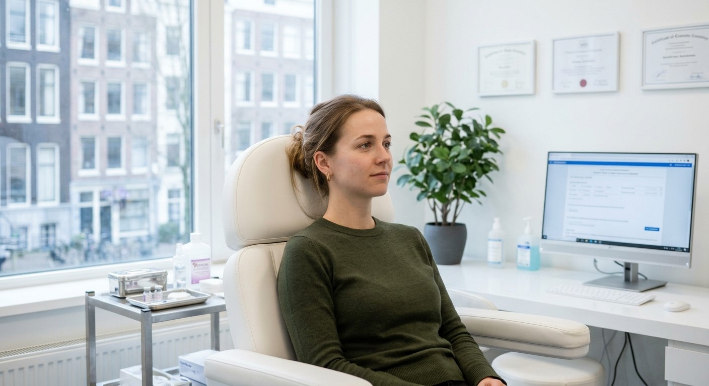 Vrouw wacht op haar eerste botox behandeling